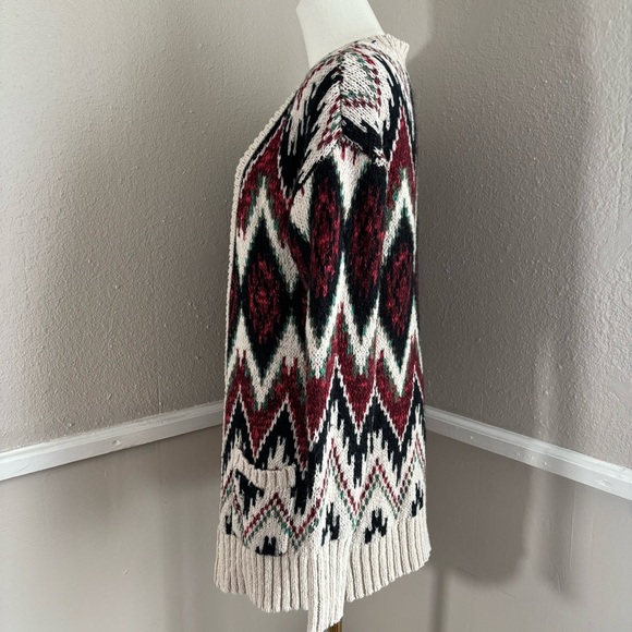 Mossimo Open Front Knit Cardigan Size Medium Argyle Print - Picture 4 of 9